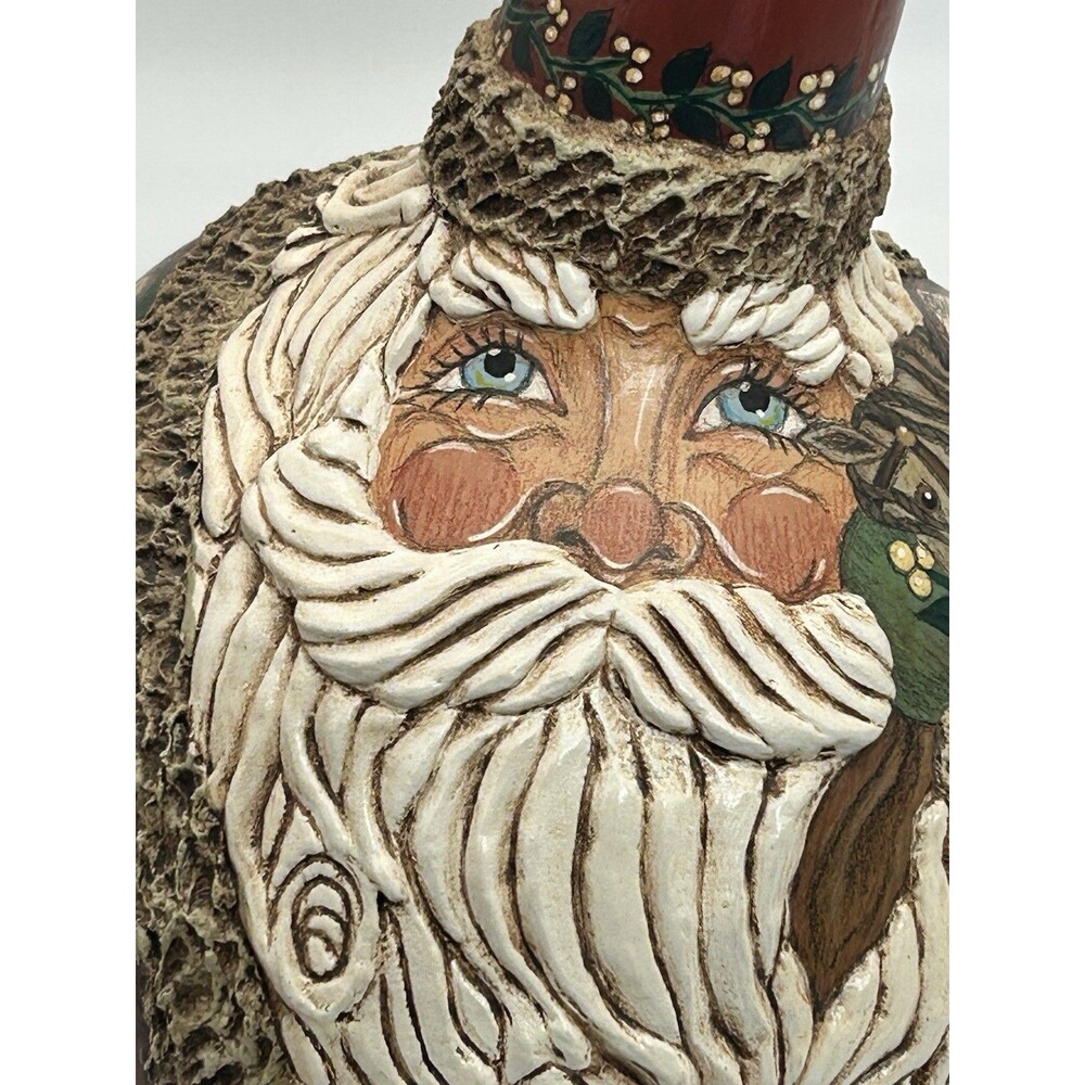 Santa Folk Art Painted Gourd Signed Sculpture G2Taylor 1999 #3 Christmas Decor - Picture 4 of 16
